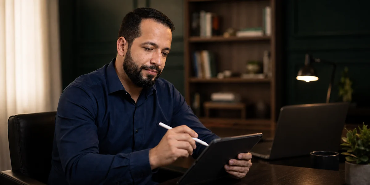 Dr. Michaell Pereira analisando informações clínicas durante uma teleconsulta