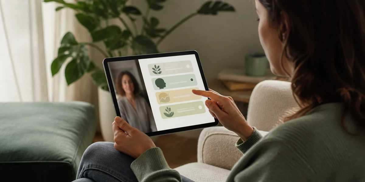 Paciente acompanhando seu plano de cuidado em uma consulta online