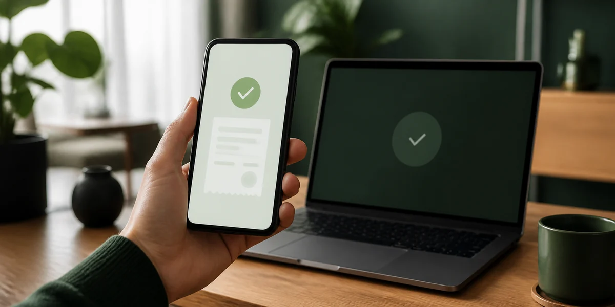 Paciente recebendo a confirmação de um recibo médico digital
