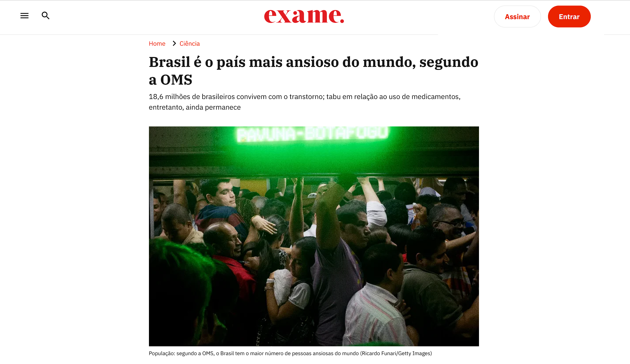 Reportagem da Exame: Brasil é o país mais ansioso do mundo, segundo a OMS